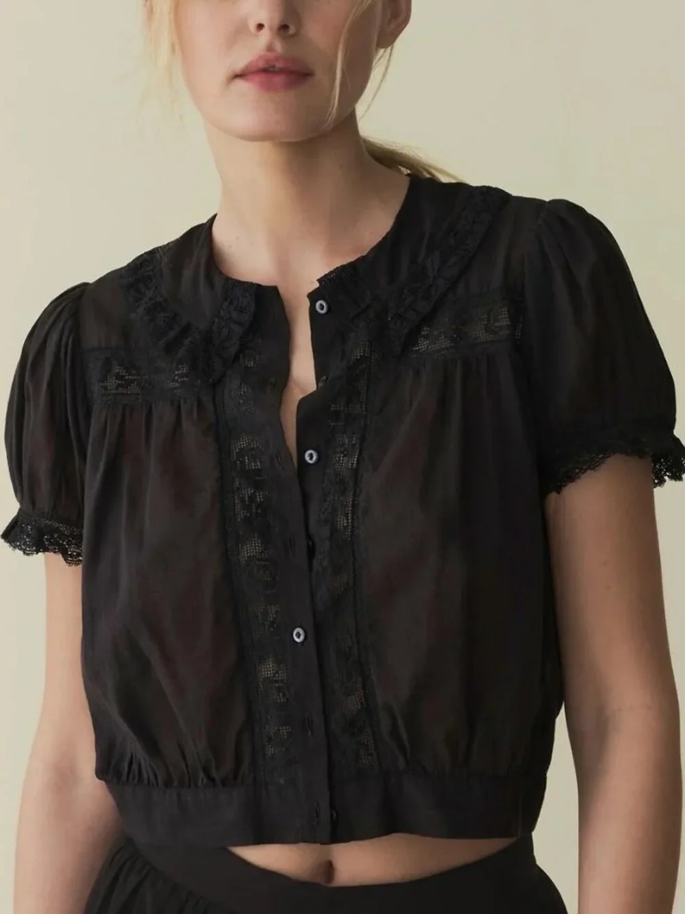 [Pre Worn] DÔEN Skylark Top in Black — Size M